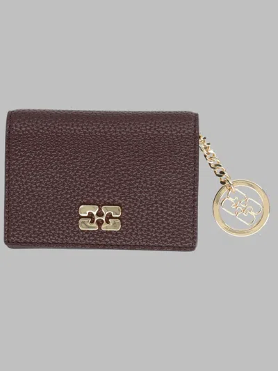 Ganni Recycled Polyester Blend Card Case In Brown