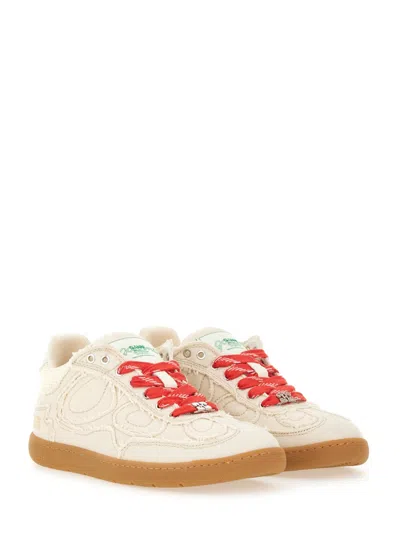 Ganni Recycled Polyester Canvas Sneakers In White