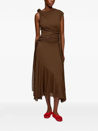 Ganni Recycled Polyester Dress In Brown