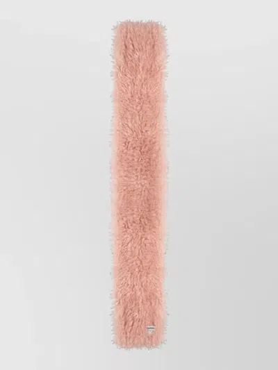 Ganni Recycled Polyester Long Faux Fur Scarf In Neutral