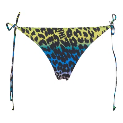 Pre-owned Ganni Recycled Printed String Bikini Briefs 'multicolor' | Multi-color | Women's Size 38