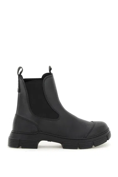 Ganni Recycled Rubber Chelsea Ankle Boots In Nero