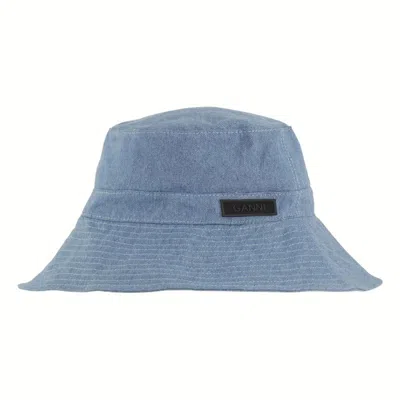 Ganni Recycled Tech Bucket Hat In Blue