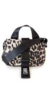 Ganni Recycled Tech Leopard Mini Satchel Leopard In Leopard