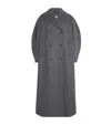 Ganni Recycled Wool-blend Longline Pea Coat In Gray