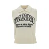 Ganni Gilet Con Grafica E Collo In White