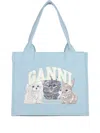 Ganni Blue Large Animal Print Tote
