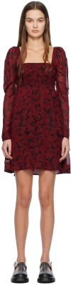 Ganni Minikleid Aus Georgette Mit Print Und Raffung In 450 Syrah