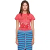 Ganni Red Baby Fit Future Cherry T-shirt In Neutral