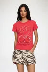 Ganni Red Baby Fit Future Cherry T-shirt In Red