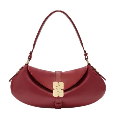 Ganni Buckle Shoulder Bag In Red
