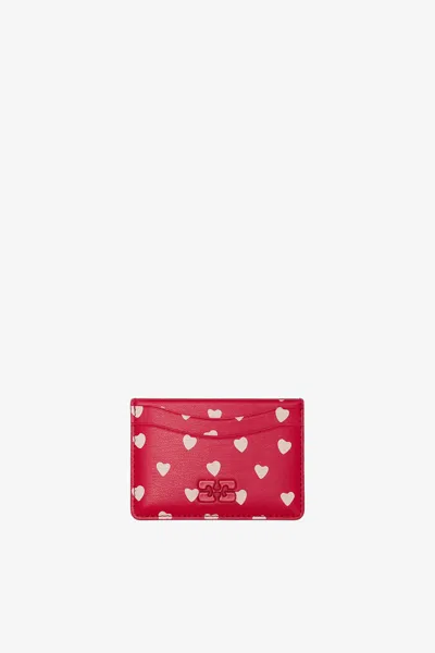 Ganni Red Bou Card Holder With Dots
