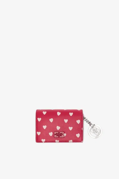 Ganni Red Bou Card Holder With Flap Dots