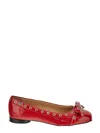 Ganni Eyelet Detailing Ballerina Shoes In Red
