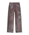 Ganni Red Foil Denim Andi Cargo Jeans In Racing Red