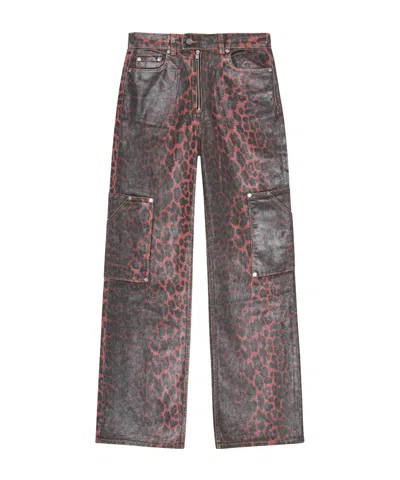 Ganni Red Foil Denim Andi Cargo Jeans