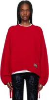 Ganni Red Future Wool Mix Oversized Sweater In 474 Racing Red