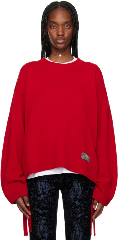 Ganni Red Future Wool Mix Oversized Sweater