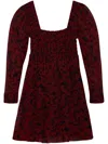Ganni Minikleid Aus Georgette Mit Print Und Raffung In Red