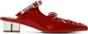 Ganni Red Lace-up Mules In 474 Racing Red