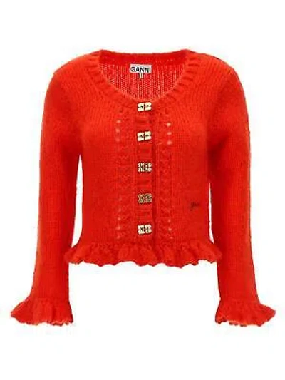 Pre-owned Ganni Red Mohair Blend Cardigan