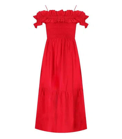 Ganni Red Smock Dress
