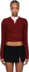 Ganni Red Sparkle Short Cardigan In 474 Racing Red