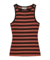 Ganni Red Striped Soft Cotton Rib Tank Top