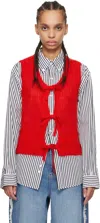 Ganni Red Tie String Vest In 474 Racing Red