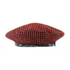Ganni Red Wool Beret With Classic Check Pattern In Black