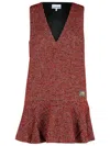 Ganni Check Mini Dress In Red