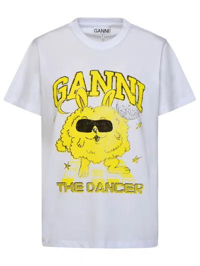 Ganni 'relaxed Dance Bunny' White Organic Cotton T-shirt