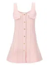 Ganni Relaxed Fit Fleece Cotton Mini Dress In Pink