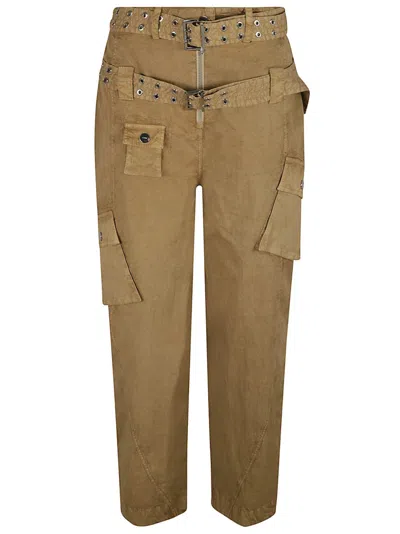 Ganni Relaxed-fit High-waisted Trousers With Belted Design In Brown