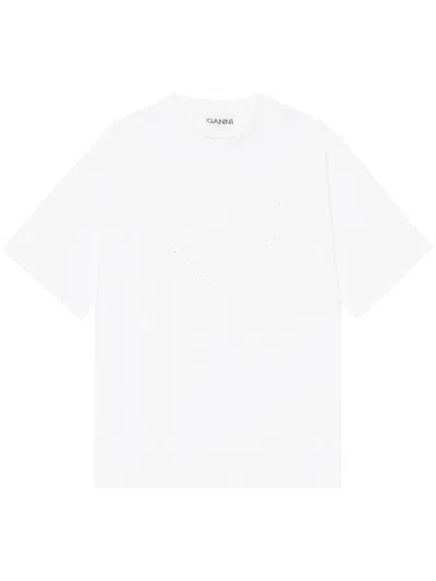 Ganni Relaxed Fit Short Sleeve T-shirt In White