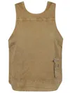 Ganni Relaxed-fit Sleeveless Top With Cropped Hem In Neutral