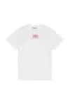Ganni Relaxed-fit White Jersey T-shirt With Graphic Print In White