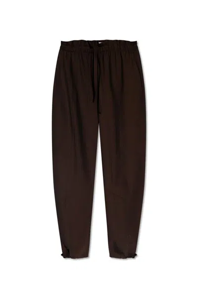Ganni Relaxed Fitting Trousers In Brown