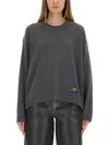Ganni Sweater Wool Side Ties In Gray