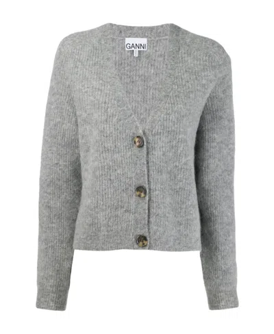 Ganni Relaxed Wool Cardigan In Multi
