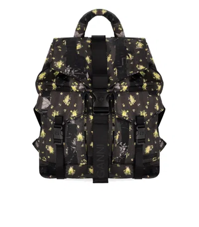 Ganni Re-tech Black Washed-effect Backpack