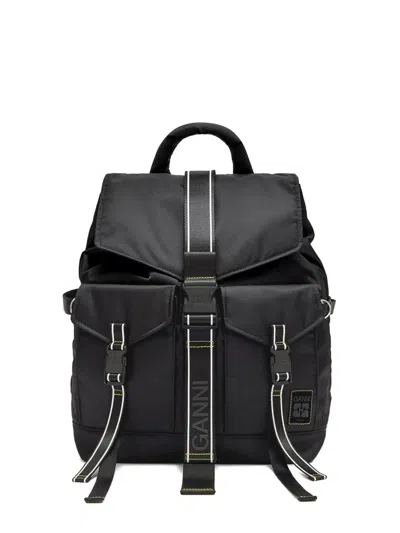 Ganni Re-tech Buckled Backpack In Black