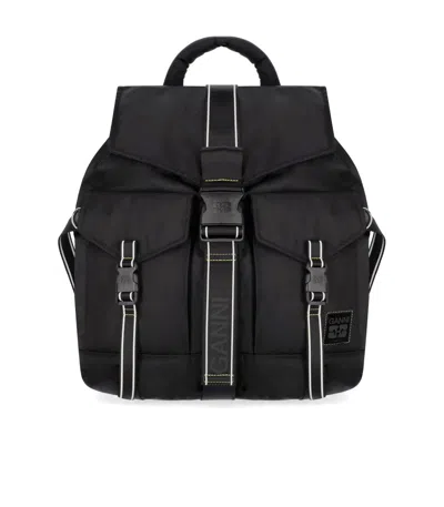 Ganni Re-tech Nylon Black Backpack