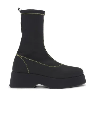 GANNI GANNI RETRO FLATFORM ROUND-TOE ANKLE BOOTS