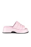 Ganni Vegea Wine Leather Platform Puffy Slide Sandals In Purple