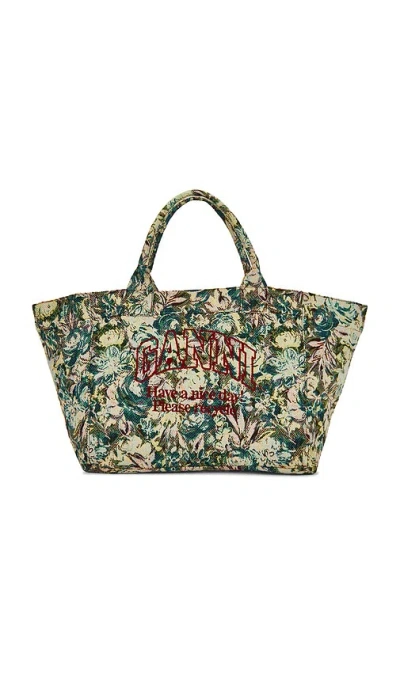 Ganni Tote-bag Reversible Shopper Xxl Print In Green