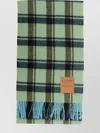 Ganni Reversible Wool Scarf Check Pattern In Green