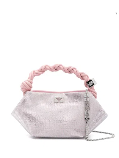 Ganni Rhinestone-embellished Mini Bag In Chalk Pink