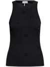 Ganni 'tank Top With Rhinestone Logo In Black