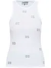 Ganni Tank Top With Micro Rhinest In White